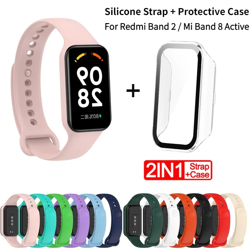 One-Piece Strap Silicone Band Strap For Xiaomi Smart Band 8 Active/Redmi  Band 2