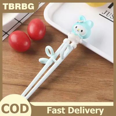 TBRBG ABS ตะเกียบฝึกหัดสำหรับเด็กตะเกียบลายการ์ตูนเพื่อการเรียนรู้ที่ถูกต้อง
