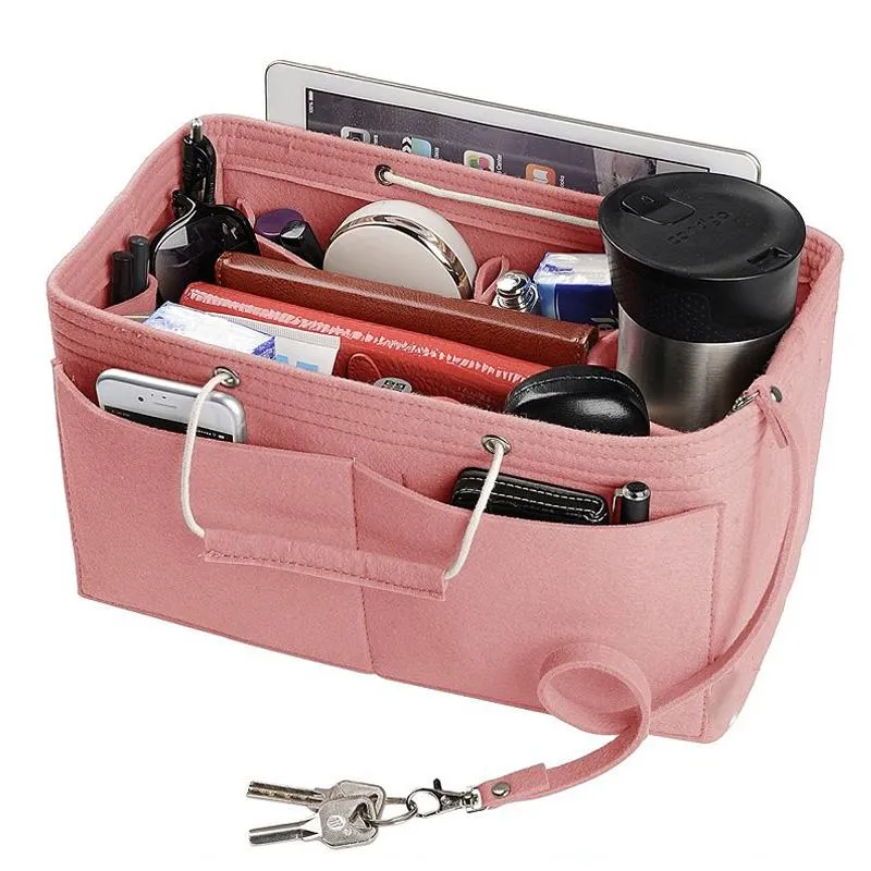 Smartconn Felt Bag Organizer Purse Organizer, Multi-Pocket Felt Handbag  Organizer, Purse Insert Organizer with Handles