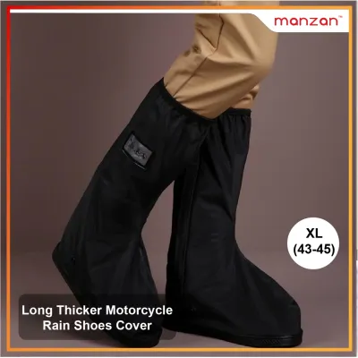 Manzan Long Thicker Motorcycle Rain Boot Shoes Covers Scootor Non-Slip Boots 100% Waterproof Adjusting Tightness