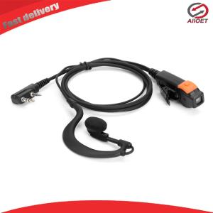 【Alloet】 PU Wired Walkie Talkie Headset Earphones K-Plug Radio Earpiece Headset with Microphone for Kenwood 888S TYT