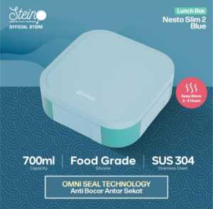 STEIN Lunch Box Stainless SUS 304 Slim 2 Kotak Makan Stainless 2 Sekat 700ml Omni Seal Technology Anti Bocor & Tahan Guncangan