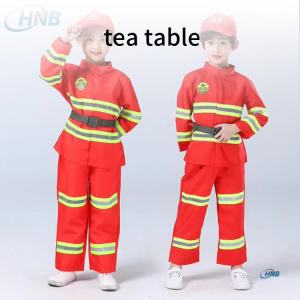 Kid boy girl Fireman Costume Fire Fighter 4pcs Costume Rescue Service Halloween Cosplay Costume