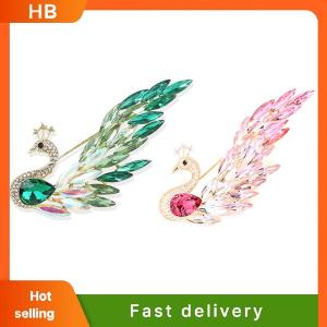 HB Fashion Animal Rhinestone Crystal Peacock Brooches For Women Clothing Coat Jewelry Accessries Gifts