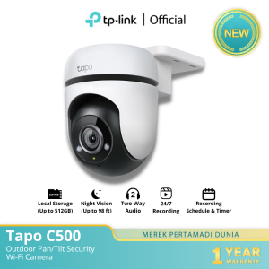 Kamera CCTV TP-Link Tapo C500 1080p Full HD Outdoor Pan/Tilt 360º Kamera Keamanan WiFi IP65 Tahan Cuaca Penglihatan Malam Audio Dua Arah Kamera IP dengan Penyimpanan Lokal dan Cloud TP Link