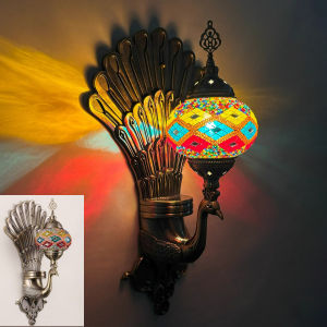 Thai Style Peacock Wall Lamp Retro Iron Turkish Lamp Colorful Home Living Room Restaurant Homestay Creative Light SPA Center Light