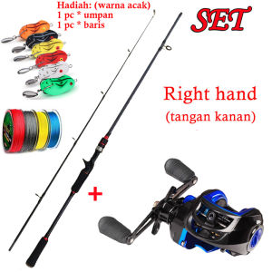 BC Pancing Dan Set Gulungan Serat Karbon 2 Bagian 1.65M/1.8M/2.1M Casting Fishing Rod Reel Pancing Logam Rasio Roda Gigi 18 +1BB Fishing Reel Hadiah Gratis Memancing Umpan Pancing Set Lengkap Fishing Hook Fishing Lure Fishing Line