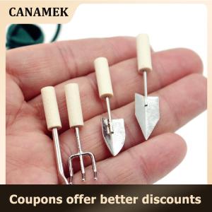 【 CANAMEK 】 1:12 Dollhouse Miniature Garden Tool Watering Can Farm Tools Gardening Set Kettle Shovel Fork Outdoor Courtyard Model Decor Toy