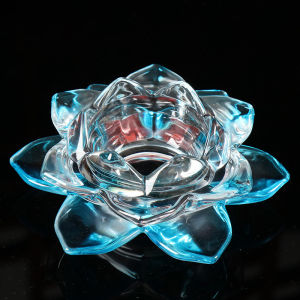 เชิงเทียนดอกบัวแก้ว แก้วคริสตัล เชิงเทียน ตะเกียงพระ เชิงเทียนแก้ว