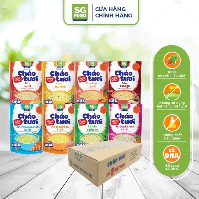 Thùng 24 gói cháo tươi baby mix vị SG Food (thịt bằm gà bò tôm lươn cá hồi cua ếch)