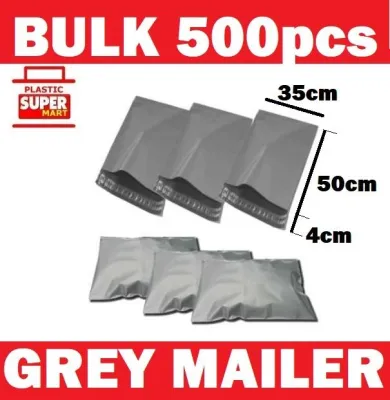 【BULK 500pcs】【 35cm x 50cm】Grey Poly Mailer Plastic Recyclable Eco Friendly Polymailer Mailing Envelope Bag