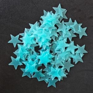 WAPKTY 100Pcs/Set Colorful Star Luminous Wall Stickers Glow In The Dark Nursery Ornament Fluorescent Wall Art Decals DIY 3D Luminous Decal Kids Baby Room Decoration