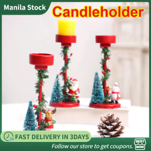 Red Candle Holder Christmas Desktop Decroation Candle Stand Holder for XMAS Dining Table Decoration