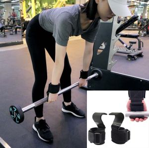 ตะขอยกน้ำหนักสายรัดข้อมือยิมฟิตเนสตะขอเข็มขัดยกน้ำหนักดึงอัพความแข็งแรงการฝึกกีฬายกน้ำหนักถุงมือ