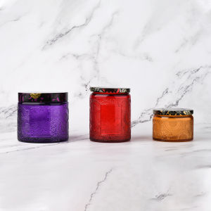 Hũ Thủy Tinh Làm Nến Nhiều Màu Nắp Thiếc Hoa Văn Dung Tích 110ml-250ml Nguyên Liệu Làm Nến Cocaxia