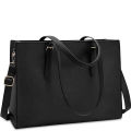 Women Laptop Bag 15.6 Inch School Shoulder Bag Black Business Work Bag Large Women Leather Tote Bag. 