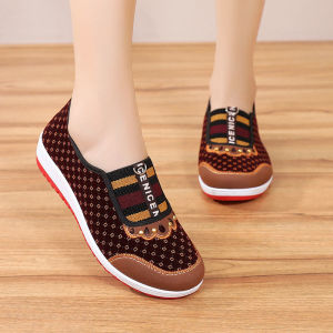 WtMei Womens shoes new old Beijing cloth shoes women soft-soled non-slip middle-aged and elderly casual a pedal flat mother shoes
