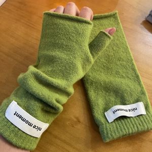 K10SEQ Cashmere giả Găng tay không ngón Vải mềm Kết cấu dệt  Găng tay giữ ấm Mềm mại Lớp lót ấm áp Găng tay xếp chồng Dành cho phụ nữ