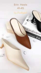 Prettyfeet ERIN Premium Plus Size Kitten Heel Mules- Kasut Tumit Tinggi Wanita - Heels For Plus Size 41-45