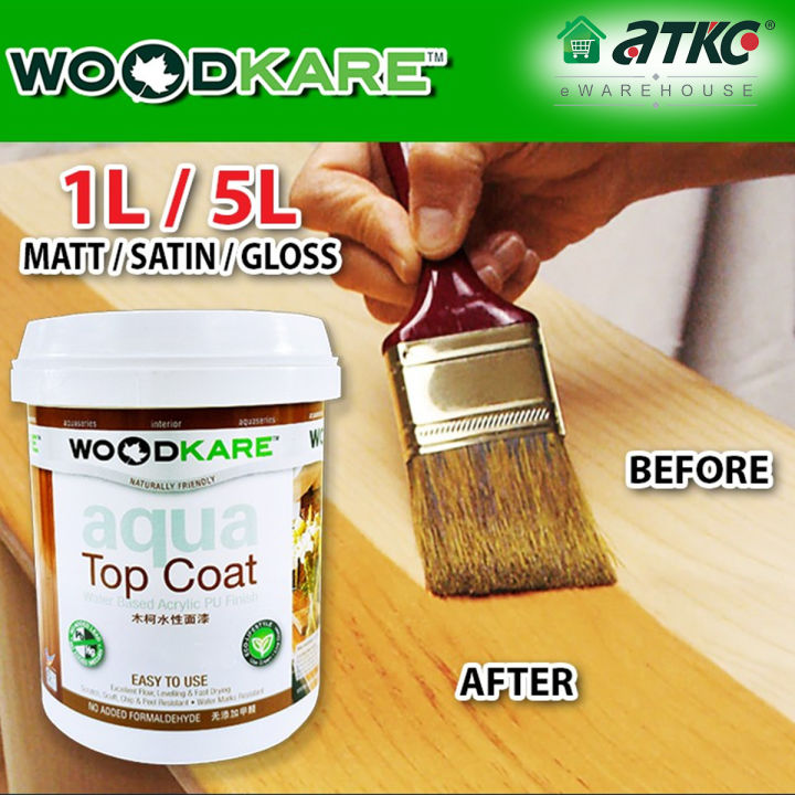 WoodKare Aqua Top Coat Water Based Acrylic PU Finish Fast Drying