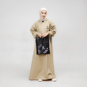 SULTAN Jas Hujan GAMIS Ukuran JUMBO Bahan Tebal PVC Anti Rembes Raincoat Motor Wanita Dewasa Anak Sekolah Mantel Mantol Hitam