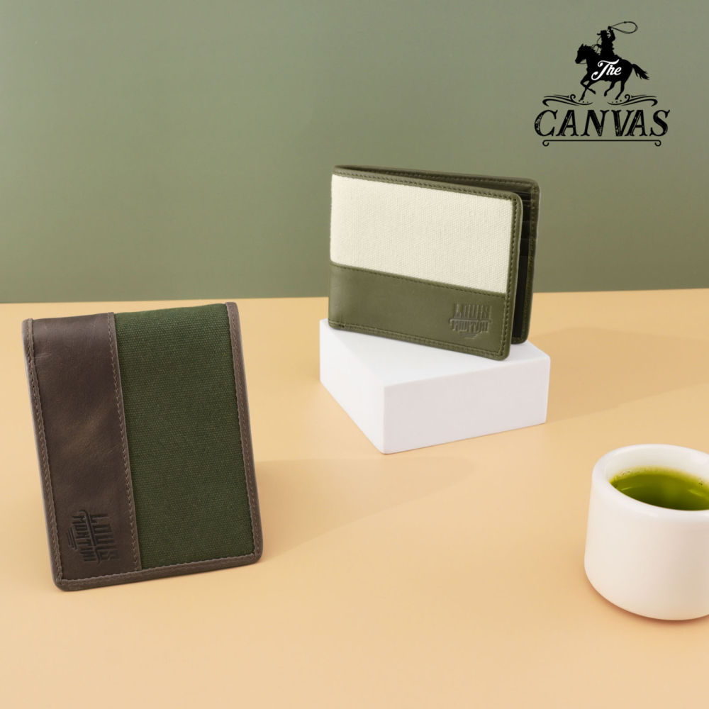 Montini (The Canvas) Genuine Cow Leather Mixed Canvas Mens Wallet TTM124. 
