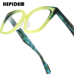 HEPIDEM Acetate Glasses Frame Women Oversize Big Size Cat Eye Eyeglasses Japanese Handmade Thick Cateye Transparent Spectacles Optical Eyewear 9353