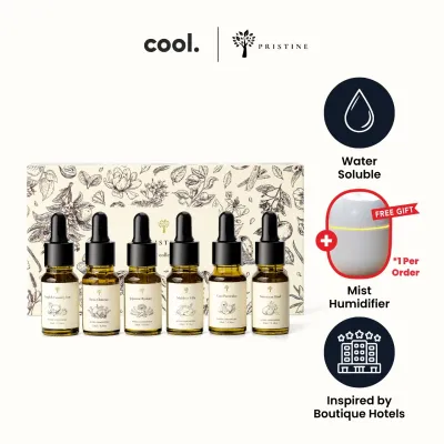 Pristine Aroma Concentrate 6 Pack Set | Hotel Series | Water Soluble Essential Oil | 6 Variety Hotel Scent | 10ml | For Humidifier