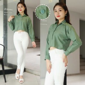 GS - Kemeja Crop Chera Top | Atasan Wanita | Blouse Wanita | Kemeja Wanita | Crop top