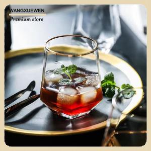 [COD] European Style Edged Plastic Hexagonal Household Transparent Whiskey Glass Hexagonal Foreign Wine Glass