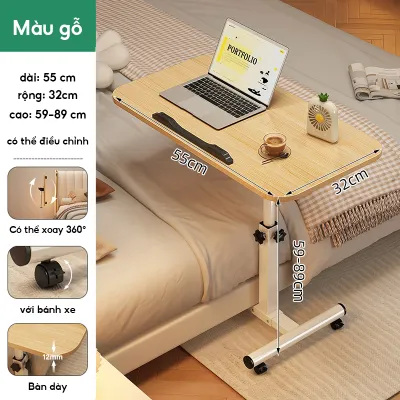 DAMIK Bàn laptop di động bàn làm việc gấp gọn thông minh có thể điều chỉnh độ cao khung sắt chắc chắn chân tròn hiện đại