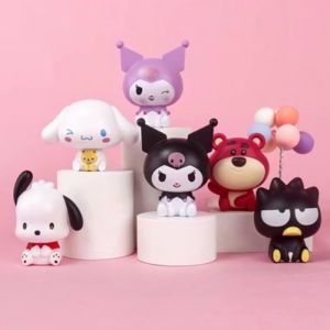 Happy Birthday Cake Topper: Sanrio Melody Cinnamoroll Kuromi Hello Kitty Doll PVC Action Figure Toys Baking Accessories