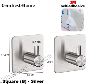 [SG Seller]3M Self Adhesive Hook Bath Wall Hooks Rack Hanger Stainless Steel Towel Bar Toilet Bathroom Paper Holder SoapHolder Razor Holder Sponge Holder Toothbrush holder