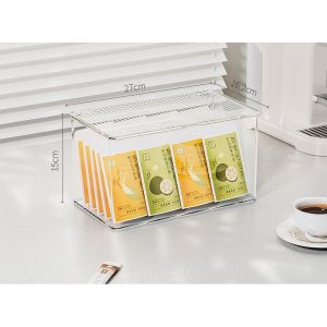 Shopclassyhome Transparent dustproof Stackable storage box with lid for tea coffee snacks