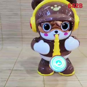 Đồ Chơi Cho Trẻ - Hộp Đồ Chơi Pin Chú Gấu Thổi Kèn Có Đèn Nhạc Dành Cho Bé 682B