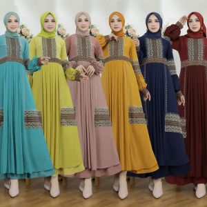 PROMO!!!!(COD)Gamis Abaya Turkey Motif Batik Mewah1931 /Gamis Arab Jersy Import Mix Ceruty Premium Mote Terbaru