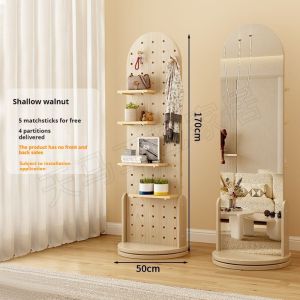 Standing Mirror Full Length Mirror Stand Mirror With Rack Full Body Mirror Bedroom and Household Rotating Floor Storage Multi-Functional Integrated Mirror With Stand 落地镜