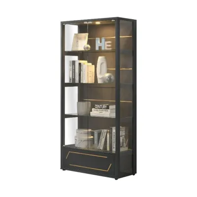 Living Mall Tessa Series Display Cabinet Book Shelves Glass Door with Light in 8 Design