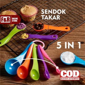 Sendok Set Takar Takaran Plastik Warna Serbaguna Bumbu Dapur 5 Pcs in1 Measuring Gram Spoon Baking
