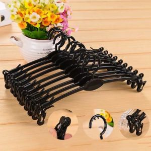 10Pcs Non Slip Clip Pants Hangers Plastic Seamless Skirt Clothes Hanger Set For Home Closet