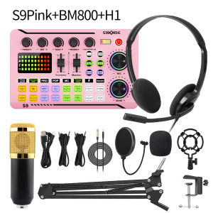 Siborie S9 soundcard+BM800 Mic+H1 Headphone Paket Lengkap Mixer Bluetooth sound card for Streaming Langsung DJ Siap COD