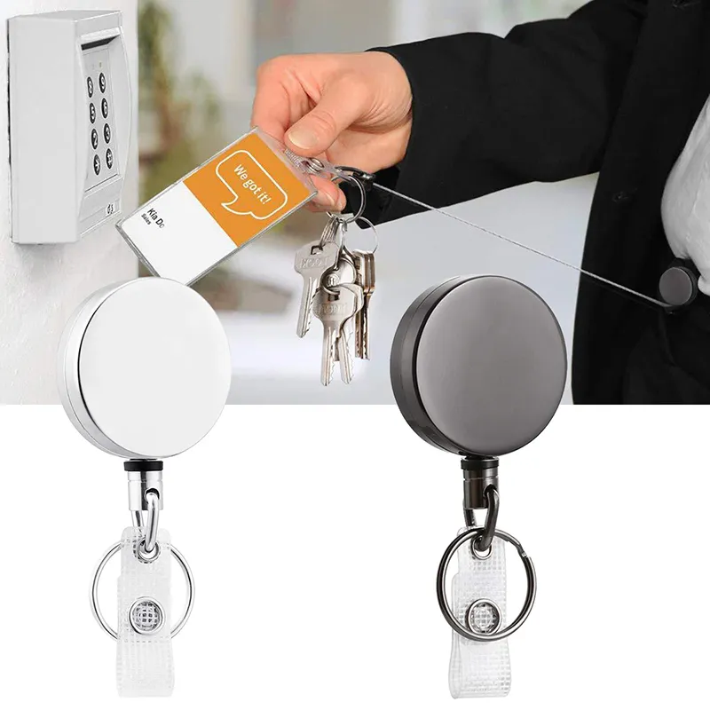 🔥🔥🔥oqfu Retractable Metal Wire Keychain Pull Badge Reel ID