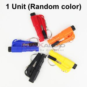 4in1 Emergency Keychain Life Saver Car Key Safety Hammer Window Glass Breaking Seat Blt Cutter SOS Whistle Tools