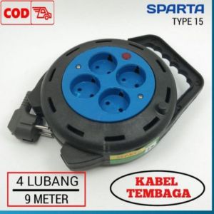 Sparta Kabel ROLL Listrik 9 METER Stop Kontak 4 Lubang Colokan Box Kabel