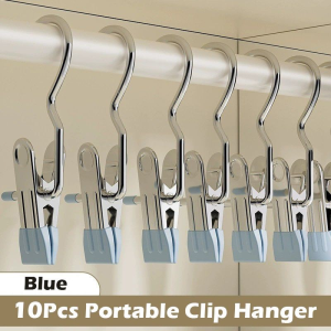 Clothes Hanger Stainless Steel 30 Clips Windproof Space Saving Pants Sock Drying Rack