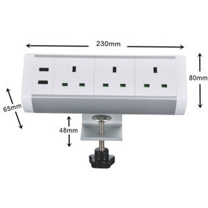 Table Power Clip Sockets SG/UK AC110V 220V 3200W 13A 3 Outlets 2 USB British Extension Cord Alloy Balck Power Desk Socket