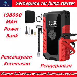 4 in 1 Car Jump Starter Heavy Duty 198000mAh Jump Starter For Car Battery power bank Jump Starter With Air Pump Car Starter 12V Car Jump Start Power Integrated With Inflation Pump Emergency Power bank Starting Device
