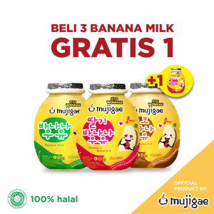 BELI 3 GRATIS 1 Mujigae by Wonhae Banana Milk Mix Original Chocolate dan Strawberry 250 mL