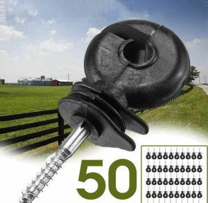 50Pcs/Set Electric Fence Offset Hook Screw Nut Wood Post Ring Insulator Fencing Screw In Posts Wire