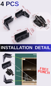 4pcs Non-perforated Glass Door Hinge Wine Display Cabinet Hinge Mounted Hinge Set Glass Cabinet Door Hinges Set No-Hole Display Cabinet Wine Cabinet Glass Door Mounted Hinge Non-perforated Glass Door Stainless Steel Hinge Wine Display Cabinet Hinge